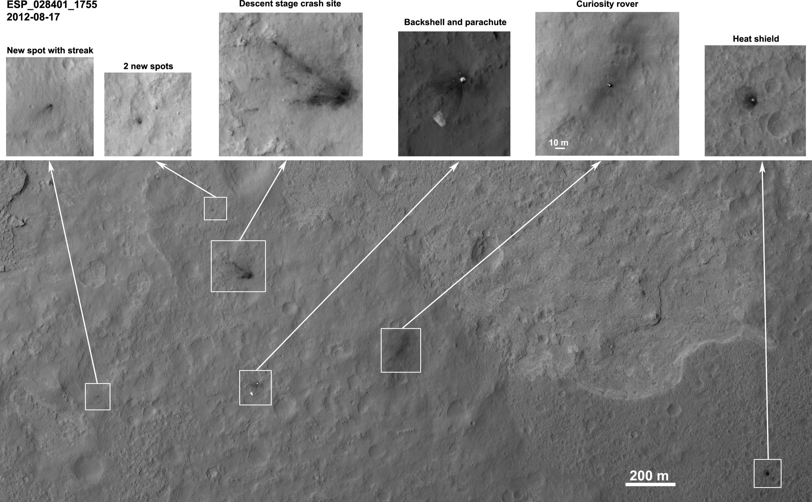 Orbiter View of Curiosity From Nearly Straight Overhead