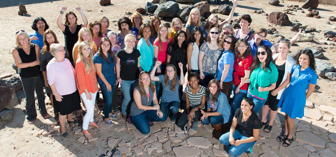 wide shot of mars women